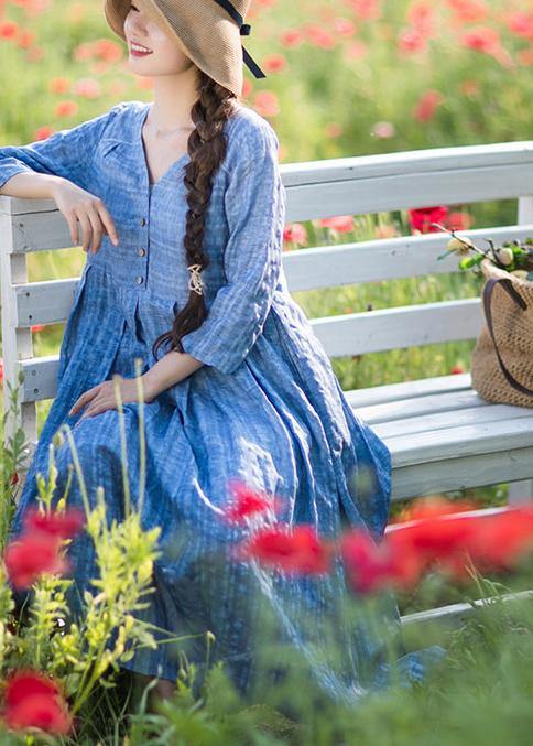 Summer Dress Design Blue Striped Dresses