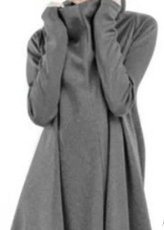 Turtleneck Sweatshirt High Low Long Dress Red