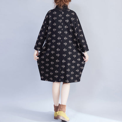 Turtleneck Velvet Dress Lady Print Dresses