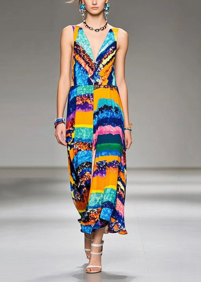 V Neck Print Chiffon Cami Dress Summer
