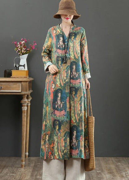 V Neck Spring Clothes Tutorials Character Print Maxi Dresses