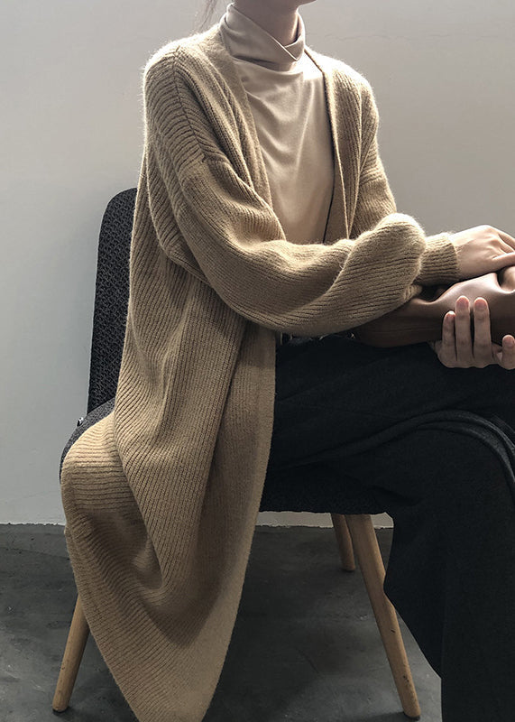 Versatile Camel Cozy Long Knit Cardigans Spring