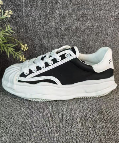 Versatile White Splicing Flat Shoes Cross Strap