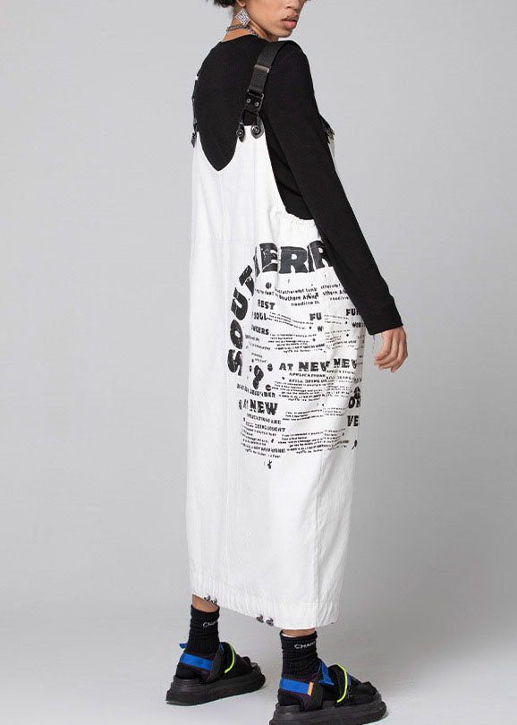 White Graphic Denim Drawstring Dresses Spring