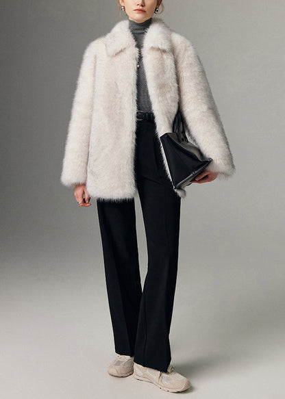 White Oversized Warm Faux Fur Jackets Winter