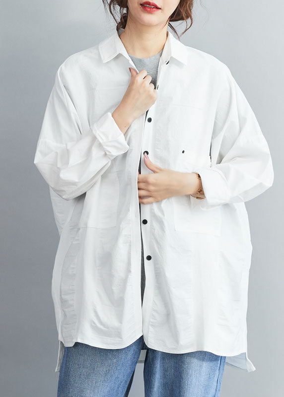 White Peter Pan Collar Button Tops Spring