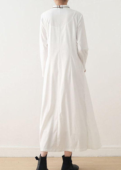 White Plaid Peter Pan Collar Long Shirts Fall Party Dress