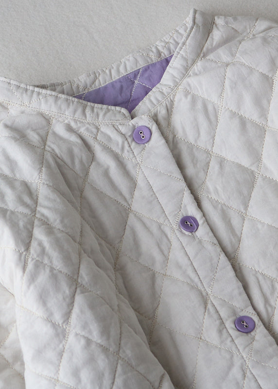 White Plaid Pockets Fine Cotton Filled Trenchs Spring
