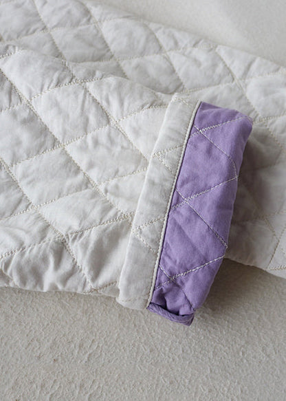 White Plaid Pockets Fine Cotton Filled Trenchs Spring