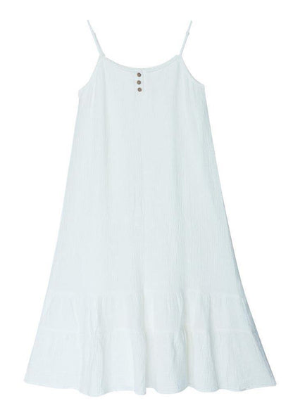 White Summer Patchwork Cotton Maxi Dress