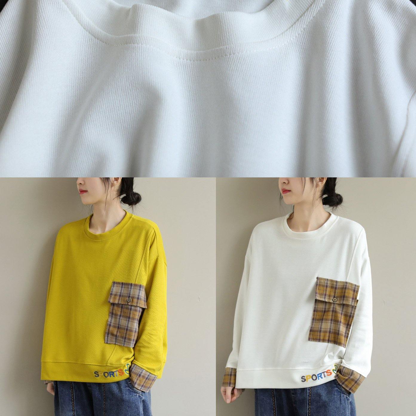 Women White cotton Clothes For Women Long Sleeve Art Embroidery Pockets blouses