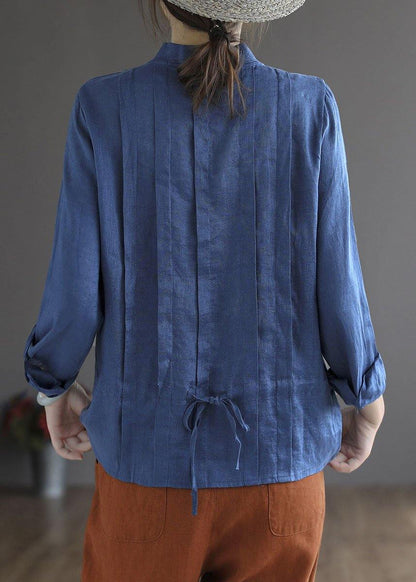 Women Yellow-floral1 Elegant Button Fall Top Long Sleeve Linen