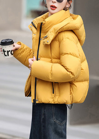Yellow Hooded Fine Cotton Filled Puffer Jacket Winter