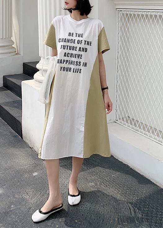 Alphabet Prints Cotton Quilting Clothes Patchwork Long Summer Dress