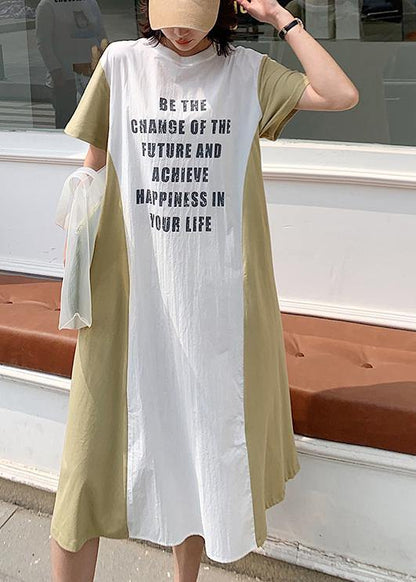 Alphabet Prints Cotton Quilting Clothes Patchwork Long Summer Dress