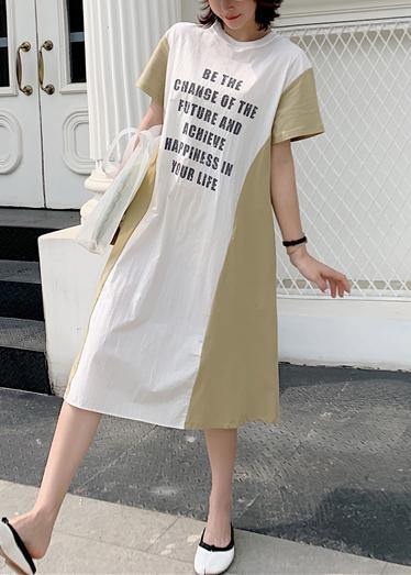 Alphabet Prints Cotton Quilting Clothes Patchwork Long Summer Dress