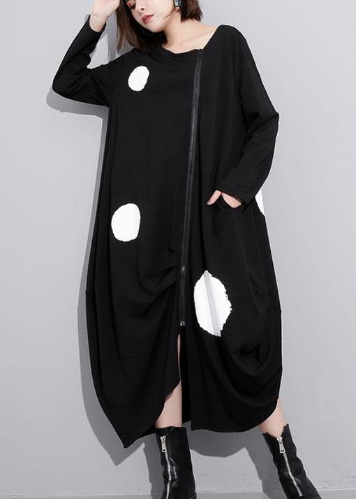 Asymmetric Hem Fine Zippered Trench Dress Black Clothing Dress
