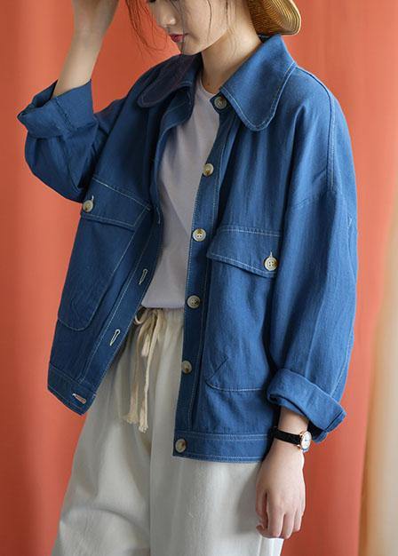 Big Pockets Cotton Blouses for Tutorials Blue Coats Fall