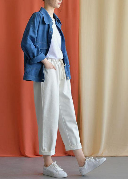 Big Pockets Cotton Blouses for Tutorials Blue Coats Fall