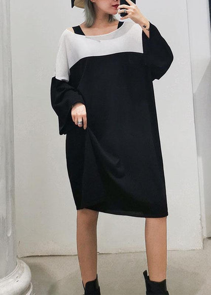 Black Cotton Wardrobes Patchwork Cotton Dresses