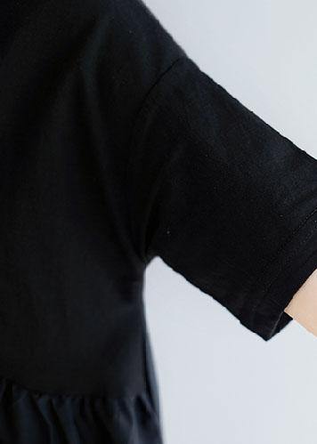 Yellow Polka Dots Cotton Blended O Neck Pockets Loose Summer Dresses