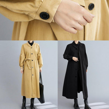 Black Coats Sewing Lapel Button Down Coats