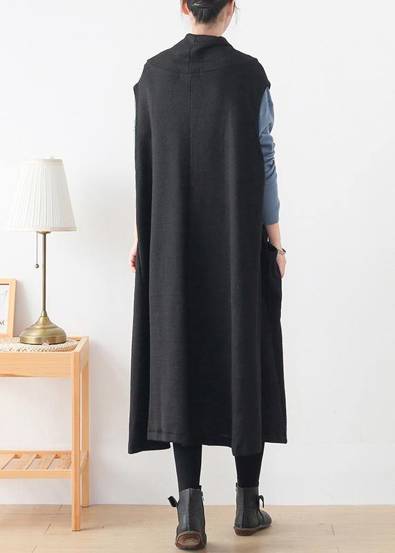 Black Sweater Dress Outfit O Neck Asymmetric Art Knitwear
