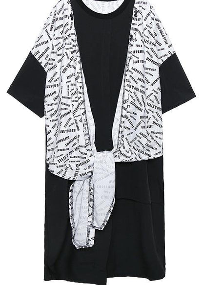 Black Cotton Clothes False Two Pieces Box Summer Top