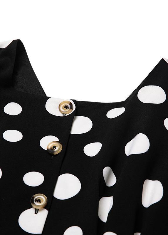 Black Cotton Clothes Winter Big Hem Dotted Dresses