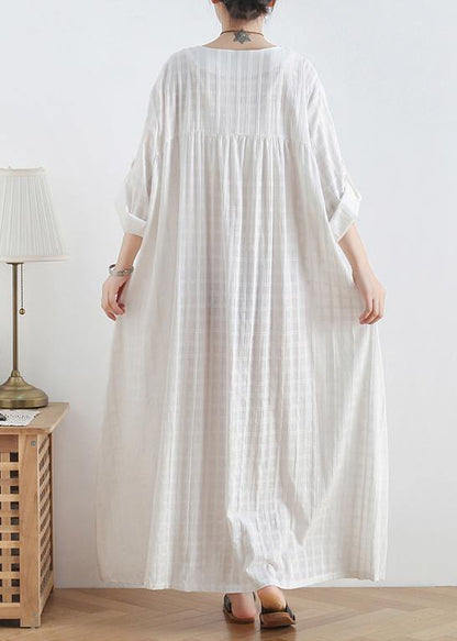 Black Cotton Quilting Dresses O Neck Batwing Sleeve Maxi Dresses