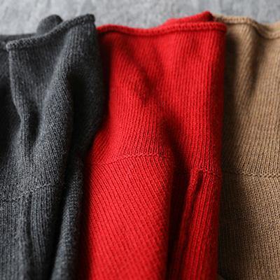Black Gray Knitted Clothes Patchwork Turtleneck Knit Tops