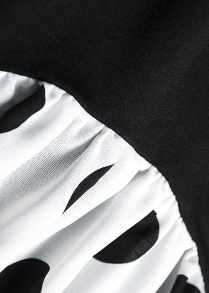 Black Patchwork Cotton Clothes Bracelet Sleeved Art Summer Dresses