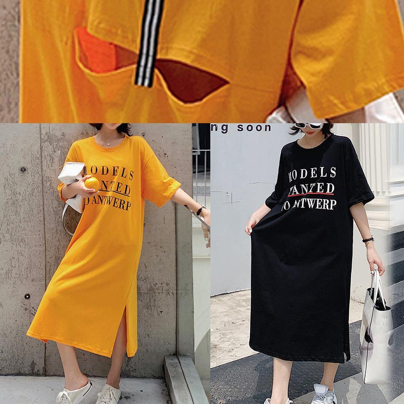 Black Side Open Cotton Tunics for Back Hollow Out Cotton Robes Summer Dress