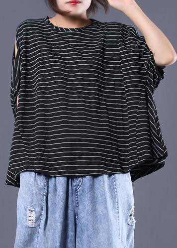 Black Striped Cotton Clothes Off the Shoulder Clothing Summer Top