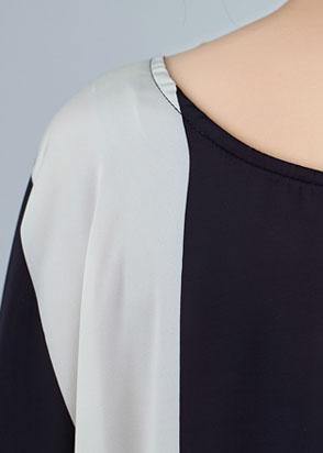 Black White Striped Quilting Clothes Batwing Sleeve O Neck Long Summer Dresses