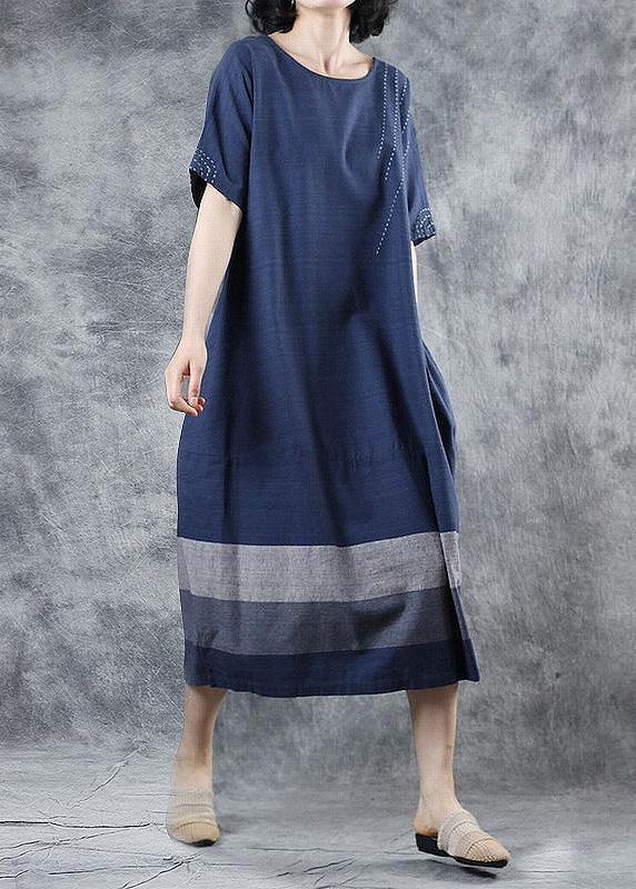 Blue Cotton Clothes for Patchwork Long Summer Dresses