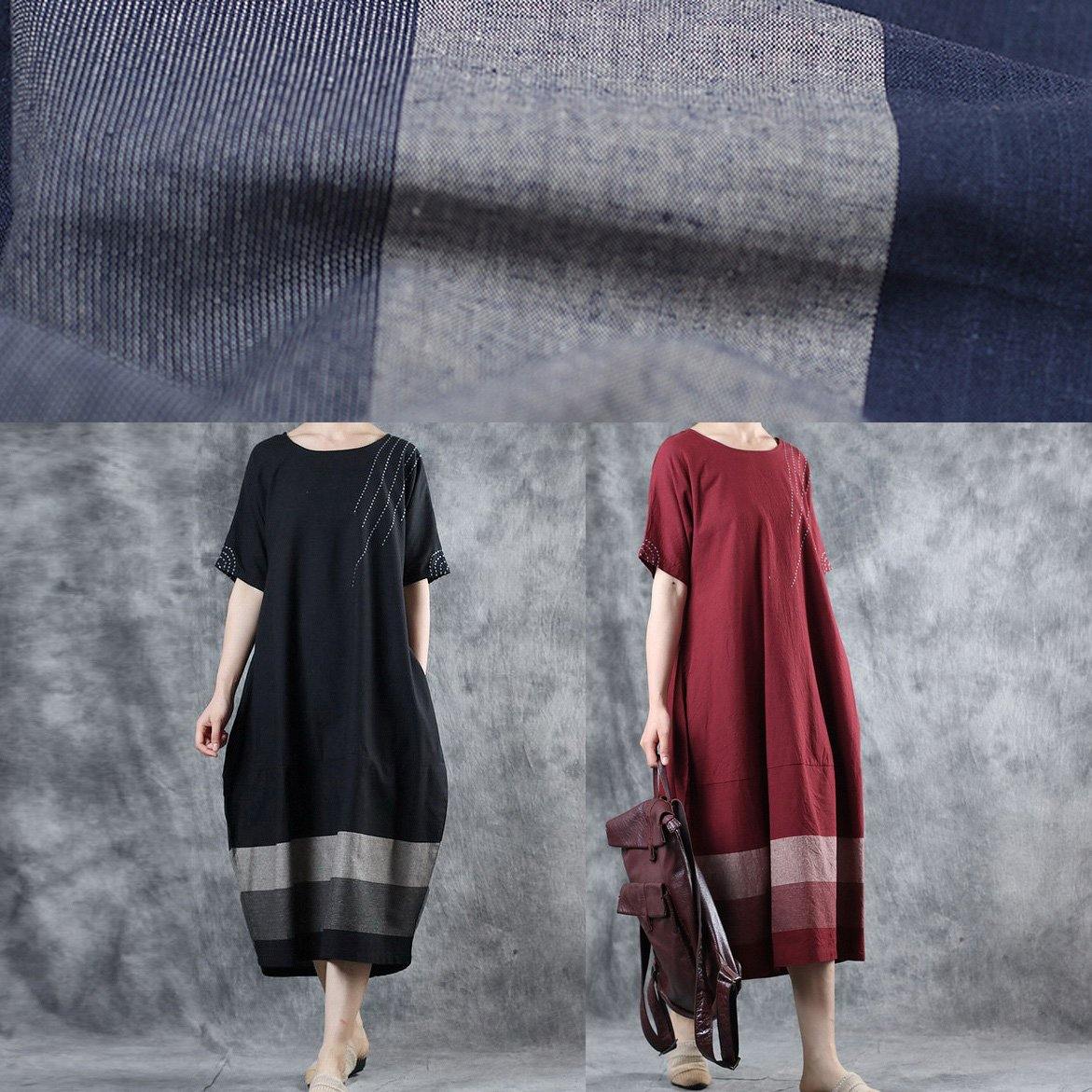 Blue Cotton Clothes for Patchwork Long Summer Dresses