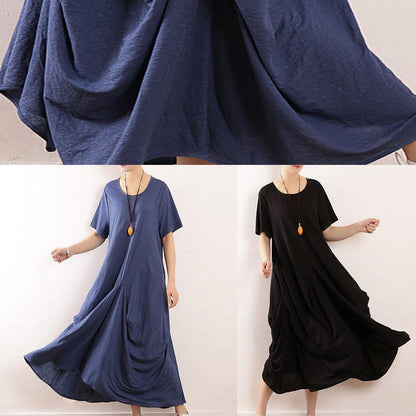 Blue Linen Soft Surroundings Design Big Hem Traveling Summer Dress