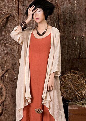 Bracelet Sleeved Linen Tops Tunic Tops Nude Cardigan Summer