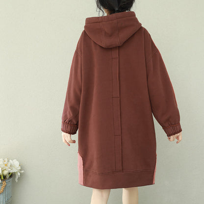 Brown Cotton Wardrobes Photography Hooded Thick Short Dress