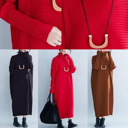 Loose High Neck Maxi Sweater Dresses