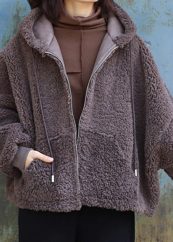 Chocolate Hooded Coats Black Dresses Outwears