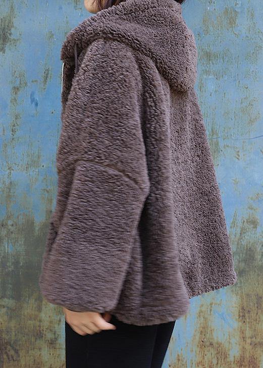 Chocolate Hooded Coats Black Dresses Outwears