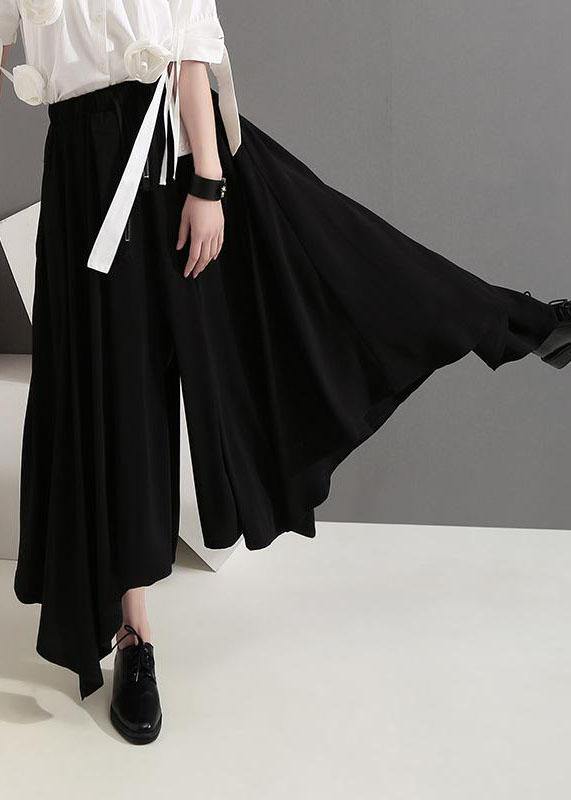 Clothes Summer Draped Black Wide Leg Pants