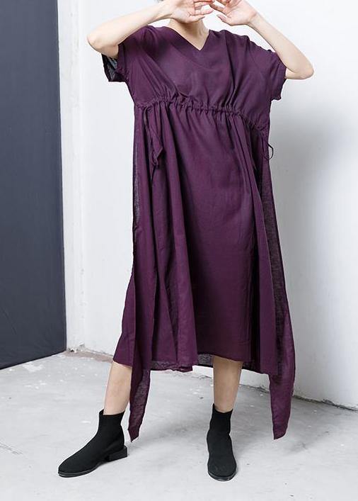Cotton Tunics Fine Lacing and Drawstring Color Dress