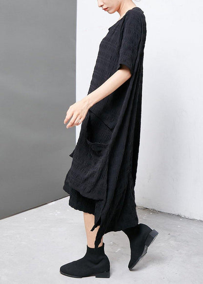Cotton Clothes Organic Irregular Round Neck Cotton Dress
