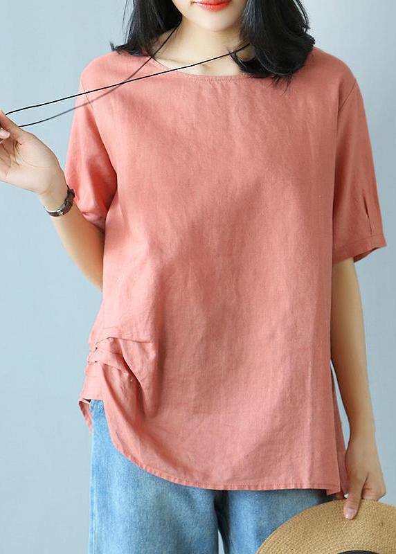 Cotton Shirts Summer Cotton Red Literary Half Sleeve T-shirt