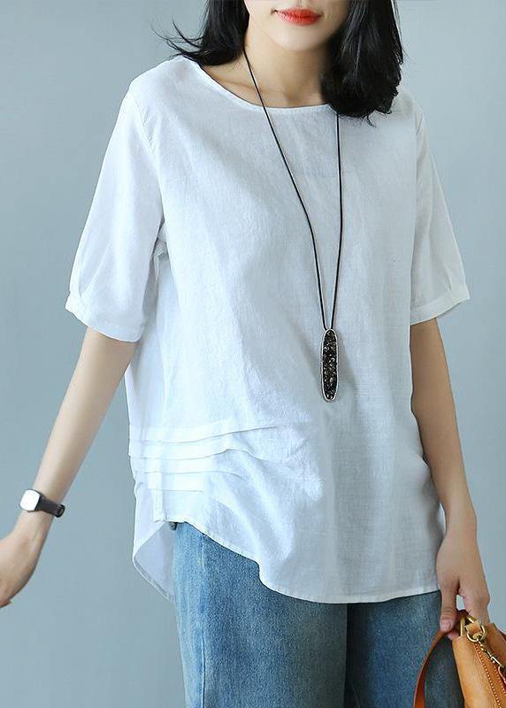 Cotton Shirts Summer Cotton Red Literary Half Sleeve T-shirt