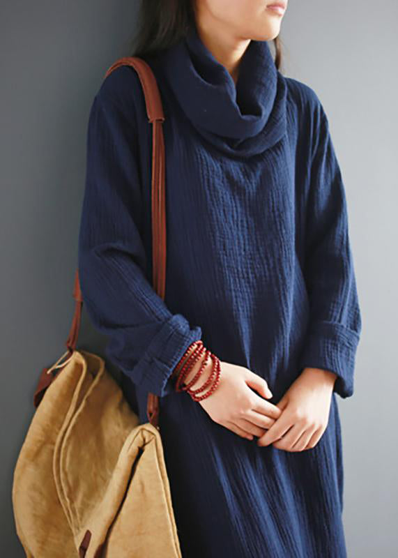 Cotton Tunics for Fitted Turtleneck Split Loose Cotton Winter Dress