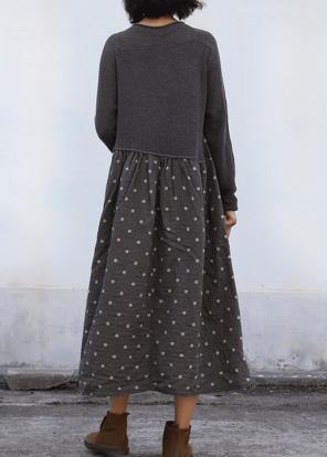 Dark Gray Sweater Dress Outfit Big Hem Diy Patchwork Knit Dresses